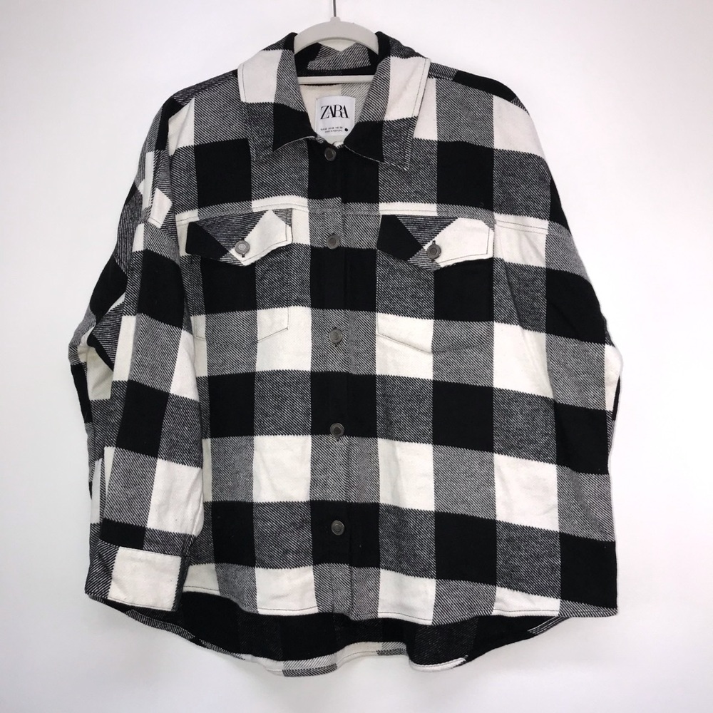 Zara Buffalo Check Top Sz M